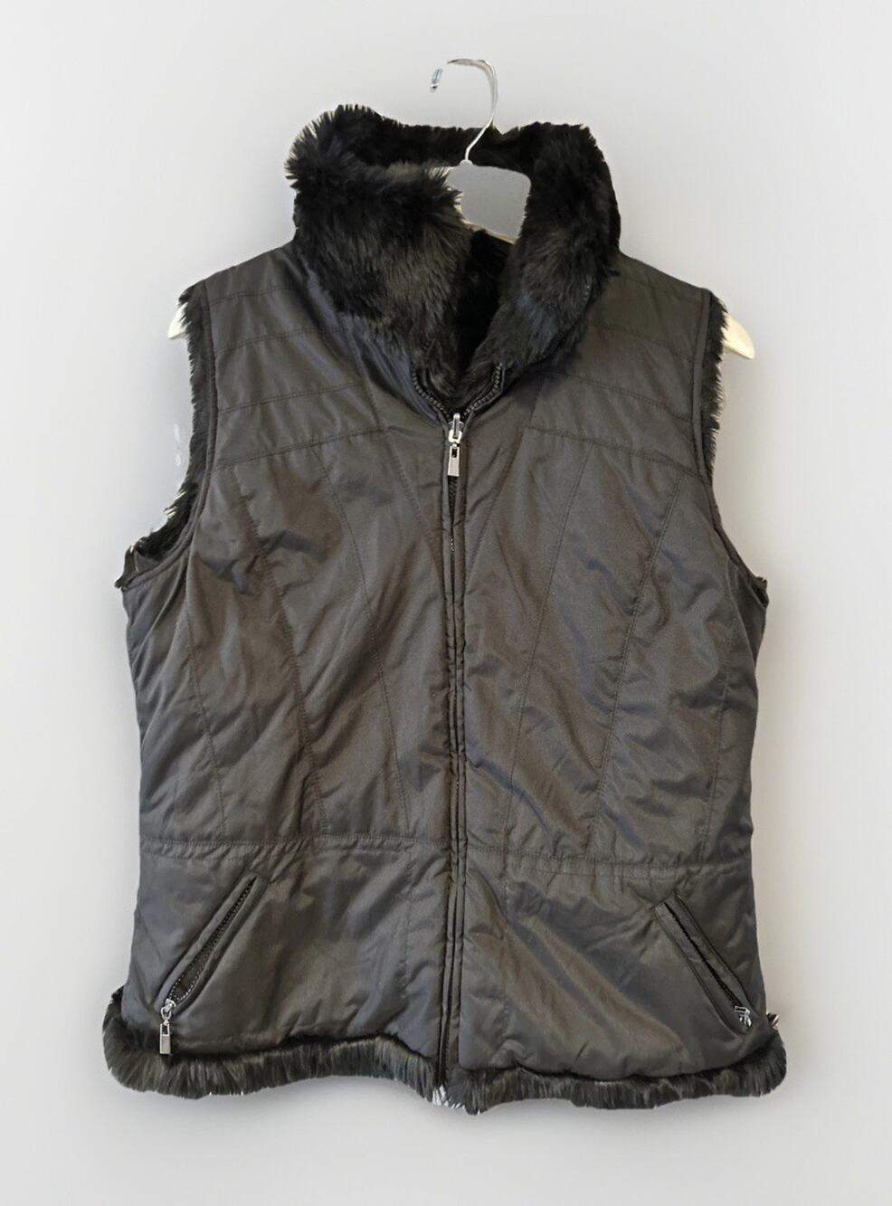 Coldwater Creek Women's Black Luxe Touch Reversible Vest Size L EUC- READ